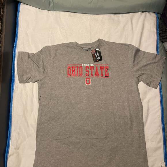 Men's Profile Varsity Ohio State OSU Buckeyes NCAA Grey Logo B&T Tee Shirt - Picture 1 of 3